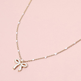 Enamel Bow Pendant Necklace