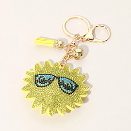 Bling Studded Sunglasses on Sunburst Tassel Keychain