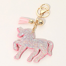 Bling Studded Unicorn Tassel Keychain