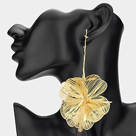 Oversized Metal Cutout Flower Dropdown Earrings