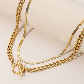 2PCS - Metal Snake Chain Chunky Toggle Necklaces