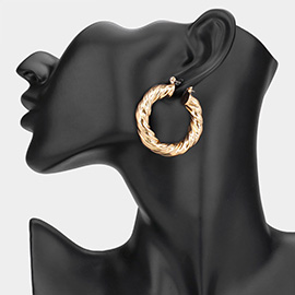 Twisted Metal Hoop Pin Catch Earrings