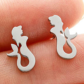 Stainless Steel Mermaid Stud Earrings