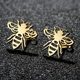 Stainless Steel Bumble Bee Stud Earrings