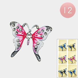 12PCS - Enamel Butterfly Pin Brooches