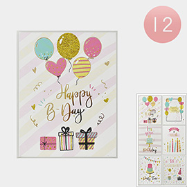 12PCS - Assorted Happy Birthday Card Set