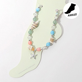 Starfish Charm Sea Shell Beaded Anklet