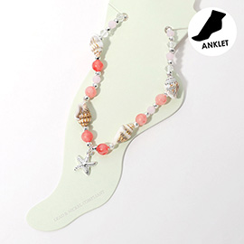 Starfish Charm Sea Shell Beaded Anklet