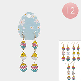 12PCS - Enamel Easter Egg Bunny Chick Link Dropdown Earrings