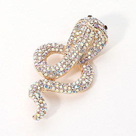 Stone Paved Cobra Snake Pin Brooch