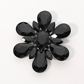 Teardrop Crystal Stone Accented Flower Pin Brooch