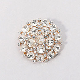 Round Glass Stone Cluster Pin Brooch