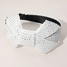 Raffia Weave Bow Accented Headband