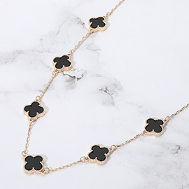 Quatrefoil Stone Station Necklace