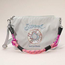 Sweet Message Donut Embroidered Shoulder Bag