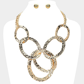 Textured Oval Link Statement Necklace