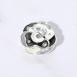 Colored Metal Stone Embellished Rose Magnetic Brooch