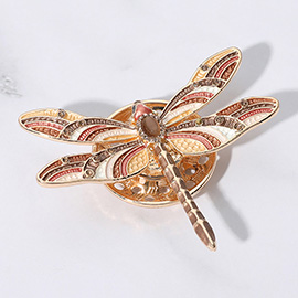 Stone Embellished Dragonfly Magnetic Brooch