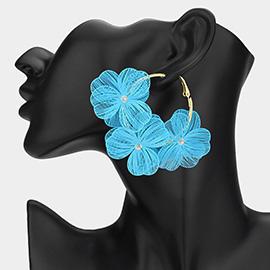 Triple Cutout Flower Hoop Earrings