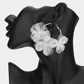 Triple Cutout Flower Hoop Earrings