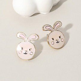 Enamel Easter Bunny Face Stud Earrings