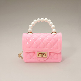 Pearl Handle Mini Jelly Hand Bag / Crossbody Bag