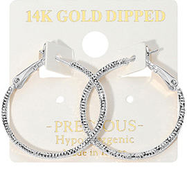 14K Gold Dipped Hypoallergenic Textured Metal Hoop Earrings