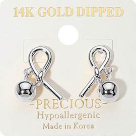 14K Gold Dipped Hypoallergenic Knot Ball Dangle Earrings