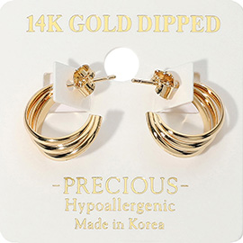 14K Gold Dipped Hypoallergenic Mini Triple Hoop Earrings