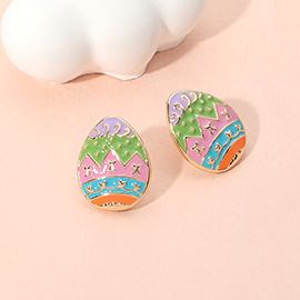 Enamel Decorative Easter Egg Stud Earrings