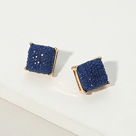 Square Cushion Embossed Stud Earrings