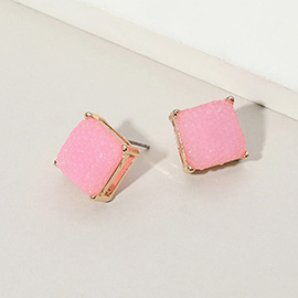 Square Cushion Embossed Stud Earrings