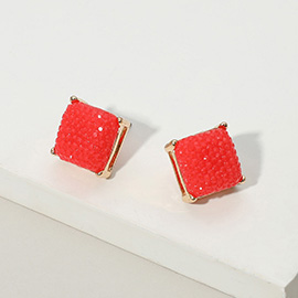 Square Cushion Embossed Stud Earrings