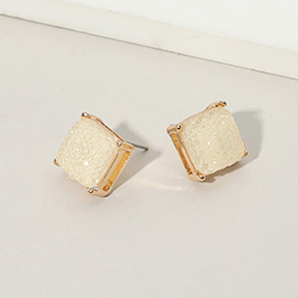 Square Cushion Embossed Stud Earrings