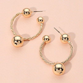 Metal Ball Dangle Hoop Earrings