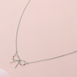 Metal Wire Bow Knot Pendant Necklace