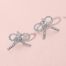 CZ Stone Bow Stud Earrings