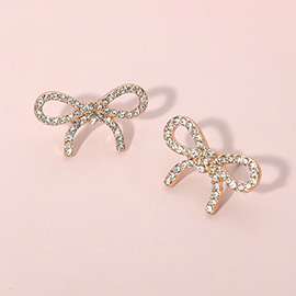 Stone Paved Bow Stud Earrings