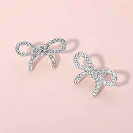 Stone Paved Bow Stud Earrings