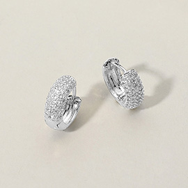 CZ Stone Paved Huggie Hoop Earrings