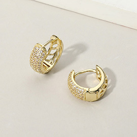 CZ Stone Paved Huggie Hoop Earrings