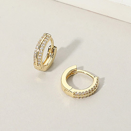 CZ Stone Paved Huggie Hoop Earrings