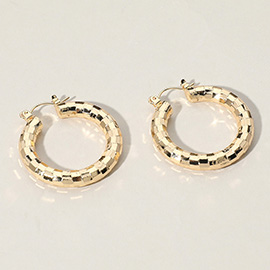 Textured Metal Hoop Pin Catch Earrings