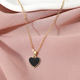 Stainless Steel Enamel Heart Pendant Necklace