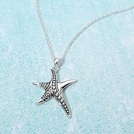 Antique Metal Starfish Pendant Necklace