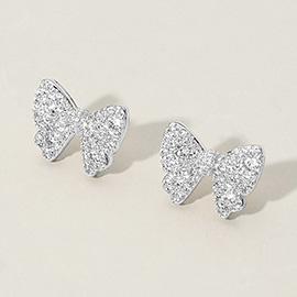 CZ Stone Paved Bow Stud Earrings