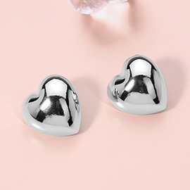 Puffy Metal Heart Earrings