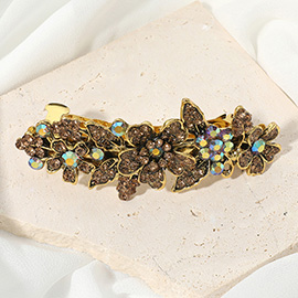 Stone Paved Flower Leaves Embellished Barrette