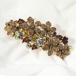 Stone Paved Flower Embellished Barrette