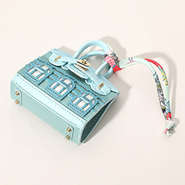 House Printed Faux Leather Mini Purse / Bag Charm